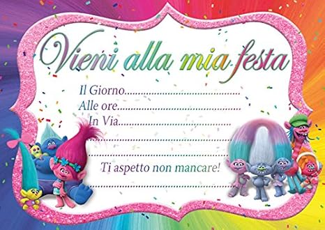 10 Inviti Compleanno Invito Festa Trolls In Italian Amazon