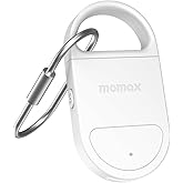 Momax Key Finder Tracker Tag – Smart Personal Alarm Rechargeable Tracking Device with SOS Alert & LED Strobe, Find My (iOS Only), Anti-Lost Tags with Keychain, Travel Gadget for Women, Girls, White