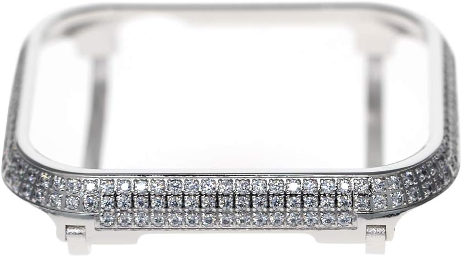 iRepair Sparkling Crystal Diamond Case Cover Bezel Compatible with Apple Watch Series 4/Series 5 (Silver, 44mm)