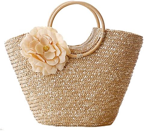 GSBK beach bag women handbags Bohemian women straw bag summer handbags travel bags (beige)