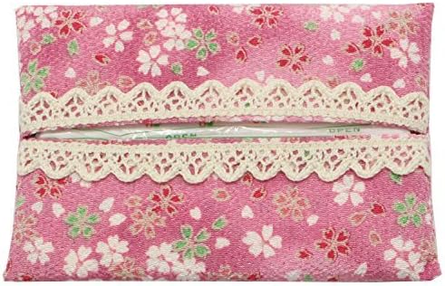 KOMESICHI Women's Japanese Futakoshi Chirimen Pocket Travel Tissue Cover With Lace No.18