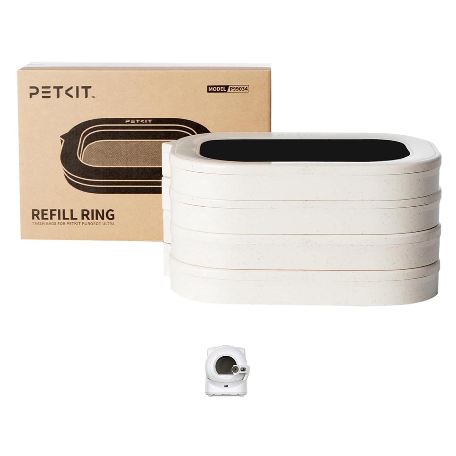 PETKIT 4 Packs Refill Ring for Purobot Ultra Auto-Packing Cat Litter Box,Replacement Waste Bag Rings for Purobot Ultra Self-Cleaning Cat Litter Box, Leak-proof Trash Bags