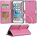 Arae iPhone 6s Plus Case, iPhone 6 Plus case, [Wrist Strap] Flip Folio [Kickstand Feature] PU Leather Wallet case with ID&Credit Card Pockets for Apple iPhone 6 Plus / 6S Plus 5.5, Babypink