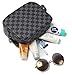 Daisy Rose Luxury Checkered Make Up Bag | PU Vegan Leather Cosmetic toiletry Travel bag (Black)