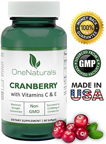 Cranberry Concentrate Pills with Vitamins C, E - Urinary Tract Health Supplement (UTI Protection) - MAX Potency, 50:1 Extract Equal to 12,600mg of Cranberries