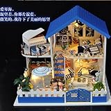 Generic New DIY Miniature Model Wood Dollhouse Kit With for Aegean luxury villa
