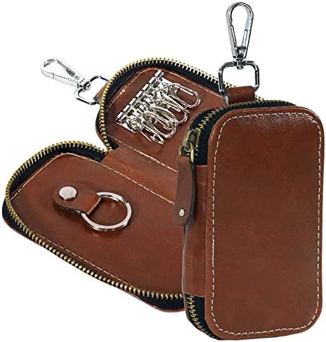 Storite PU Leather Key Case Pouch Wallet Keychain Key Holder with 6 Hooks Zipper Closure (12.5 x 7.5 cm) (Brown) Storite PU Leather Key Case Pouch Wallet Keychain Key Holder with 6 Hooks Zipper Closure (12.5 x 7.5 cm) (Brown)