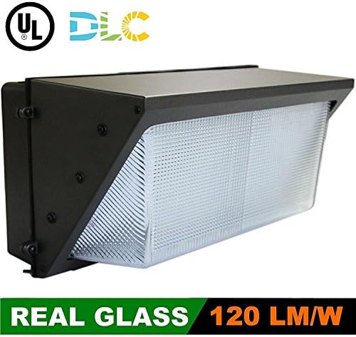 100W LED Wall Pack (300-400 Watt HPS/HID Replacement) 5000K (Daylight), Commercial Grade, Glass Lens, Outdoor Lighting Fixture, UL Listed DLC Qualified