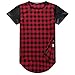 OLRIK Mens Hipster Hip Hop Leather PU Sleeve Side Zipper Paid T Thirt Red L