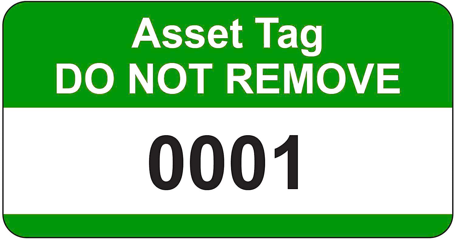 Green Asset Tag Labels - Numbered 1 to 500-38mm x 20mm Permanent Synthetic PP Labels - Price per Pack of 500 Labels (P/NO. 7828656)