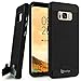 Samsung Galaxy S8 Case, Bastex Hybrid Slim Fit Black Rubber Silicone Cover Hard Plastic Black Brushed Metal Design Kickstand Case with Hidden Credit Card Slot for Samsung Galaxy S8 G950
