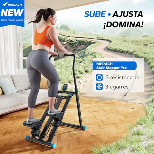 MERACH Escaladora para Ejercicio en Casa | Escaladora con Plataformas Ajustables, Modelo Mejorado de Step Ejercicio para un Entrenamiento Eficiente en Escaleras