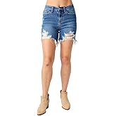 Judy Blue Mid Rise Destroy Fray Hem Shorts