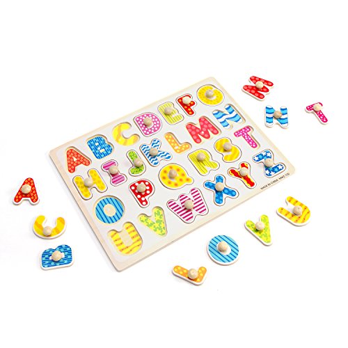 Kids Wooden Peg Puzzle,Educational Toy for toddlers Bundle Set Alphabet ABC Letters Numbers and Shapes Toy Board Game Cognitive Learning Gift for Age 3 4 5 6 7 Year Old Toddlers Baby Boys