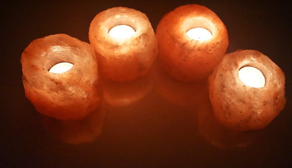 Himalayan Salt Candle Light Holder 100% Natural & Genuine (Pack of 4 Candle Holders)