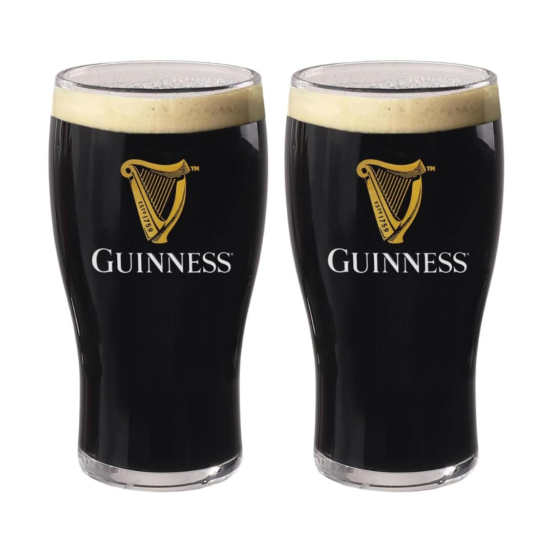 Photo 1 of LORD'S ROCKS Guinness Official 20oz Pint Glasses – Set of 2, Branded Tulip Shape Beer Glassware – Classic Irish Pub Style