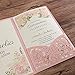 DORIS HOME 50pcs Laser Cut Quinceanera Invitations Pink, 4.7x7.1 Blank Quince Invitations for 15th Birthday, Invitation cards for Sweet 16 with Envelopes