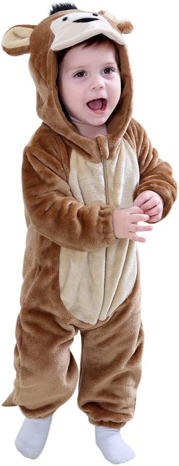Jooffery Toddler Baby Boys Girls Animals Monkey Costume Outfit Cute Cartoon Bodysuit Pajamas Hoodie Romper