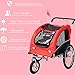 Giantex 2-in-1 Pet Dog Stroller W/Hitch, Suspension, Safety Flag and Reflectors, Dog Bike Trailer, Red