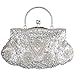 MG Collection Myra Beaded Evening Bag, Silver, One Size