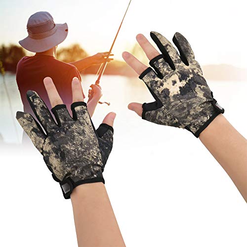 VGEBY Angelhandschuhe , 1 Paar rutschfeste Angelhandschuhe 3 geschnittene Finger Sporthandschuhe Outdoor-Angelausrüstung… – Bild 4