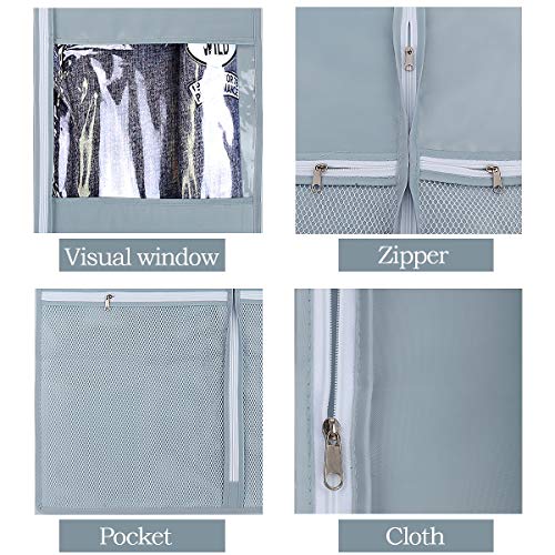 Kernorv Garment Bags for Dance Costumes, Set of 2 Breathable Dust-Proof Durable Environmental 53" Garment Bags with Zipper Pockets for Dance Costumes, Suits, Coats, Jackets,Storage or Travel (Grey)