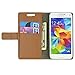 Samsung Galaxy S5 Case Premium Slim PU Leather Wallet Case with STAND Flip Cover for Galaxy S5 SV Mini (Brown)