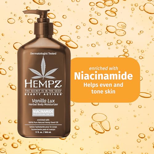 HEMPZ VANILLA LUX HERBAL BODY MOISTURIZER 17 OZ. NEW LOOK