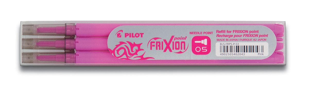 Pilot Refills for Frixion Point Rollerball 0.5 mm (Pack of 3) - Pink, 76300309