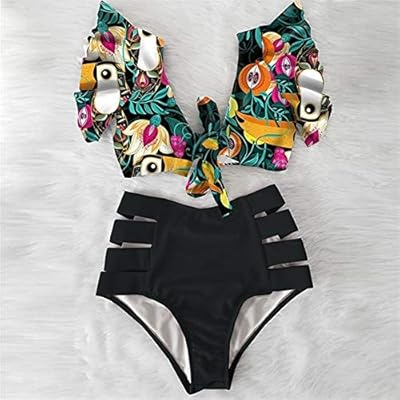 طقم سباحة بيكيني مثير ذو قصة عالية من Ingaga بفتحة رقبة على شكل حرف V وكشكشة ملابس سباحة نسائية 2021 ملابس استحمام بكيني على شكل فهد ملابس شاطئ جديد Leather Bag