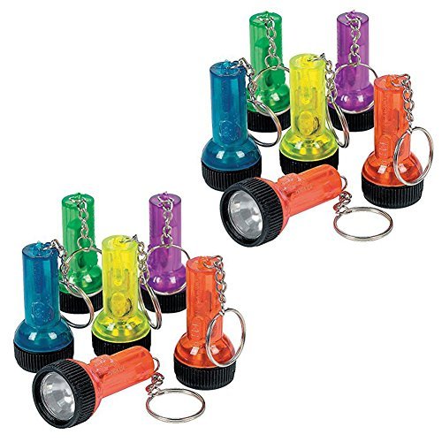 Fun Express Plastic Large Beam Flashlight Keychains (2 Pack 24 Pcs)