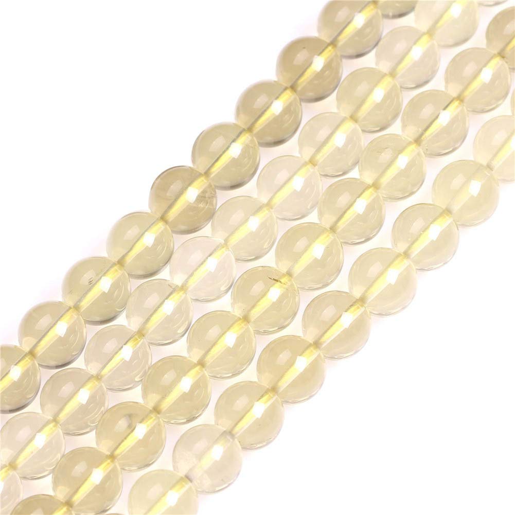 GEM-Inside Natural 10mm Yellow Lemon Quartz Round Gemstone Semi Precious Loose Beads for Jewellery Making 15''
