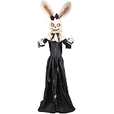 Haunted Hill Farm 5.6-Ft. Black Rabbit Halloween Animatronic