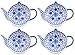 Teapot-Shaped Tea Bag Coasters (4-Pack); Blue & White Tea Spoon/Teabag Caddies