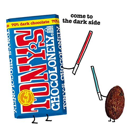 Tony's Chocolonely - 70% Dark Chocolate Bar - Belgium Chocolate, No Artificial Flavoring, Fairtrade & B Corp Certified - 6.35 Oz