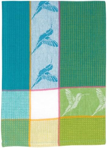 Traders and Company 100% Cotton Green Blue & White 20"x28" Dish Towel, Set of 3 - Hummingbird Citrus