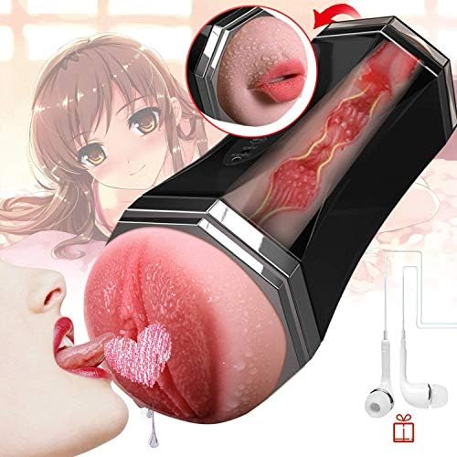 Junnikay Health Non-Toxic 2 in 1 Double Hole Automatical Electric Male Sucker Toys Oral Cup Games USB Rechargeable Strong Massage Body Multiple Frequency Speed Play Women Voice