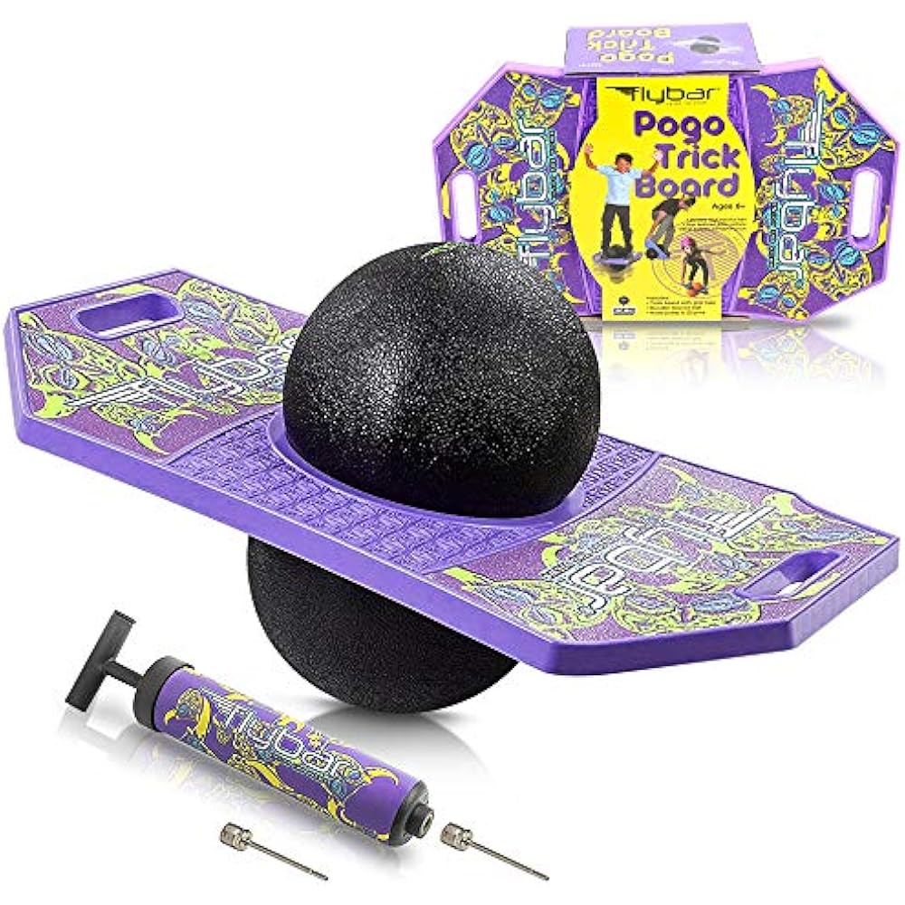 Flybar Pogo Ball For Kids, Jump Trick Bounce Board With Pump And Strong