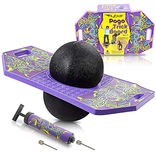 Flybar Pogo Ball for Kids, Jump Trick Bounce Board with Pump and Strong