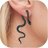 XIUQILAI Halloween Earrings for Women, Gothic Black Snake Vintage Black Punk Snake Earring Witch Goth Stud Jewelry Gift