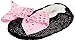 JoJo Siwa Girls' Big Slipper Socks, Black Pink Sequin Bow, M/L-Fits Shoe Size 13-4