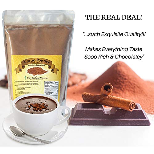 PURE NATURAL MIRACLES Cacao Powder Organic Raw, Unsweetened Cocoa, 2 lb