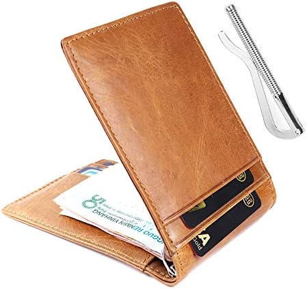 Slim Money Clip Wallets for Men Genuine Leather Handmade Front Pocket Money Clip Wallet Credit Card Holder Travel Mens Wallet Minimalist Wallet