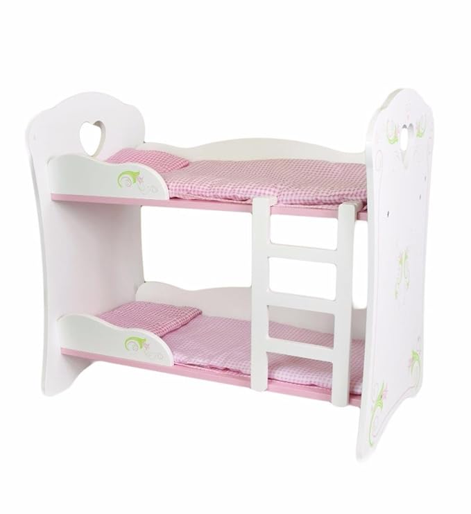 The Magic Toy Shop Dolls White Wooden Bunk Bed Cot Beds Doll Furniture