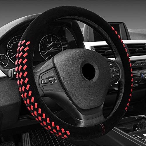 Symjp ステアリングカバー冬暖かいガール女性の自動車車のステアリングホイールカバーユニバーサル15