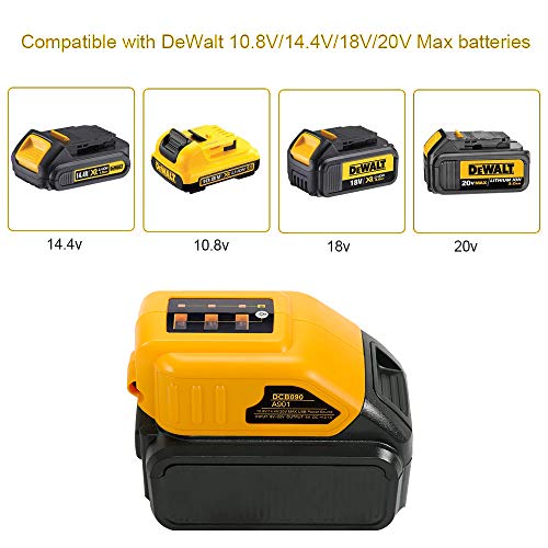 12V/20V Max 2 Port USB Power Source Compatible with Dewalt DCB090 Converters Dewalt USB charger Adapter for Lithium Battery