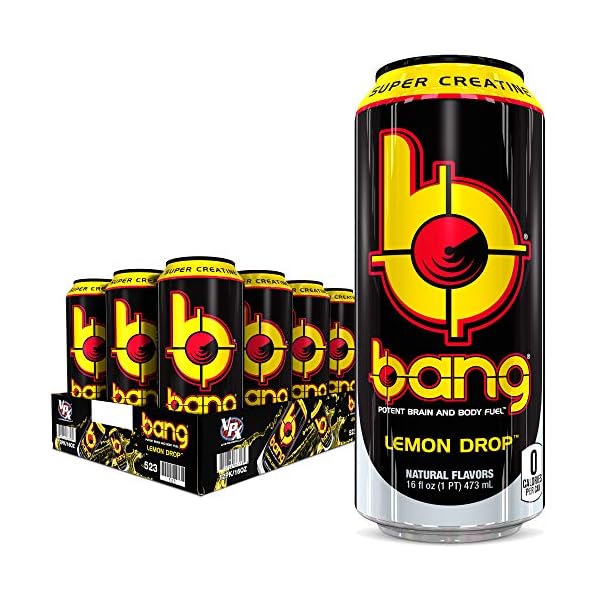 Bang Energy Lemon Drop, Sugar-Free Energy Drink, 16 Ounce (Pack of 12)