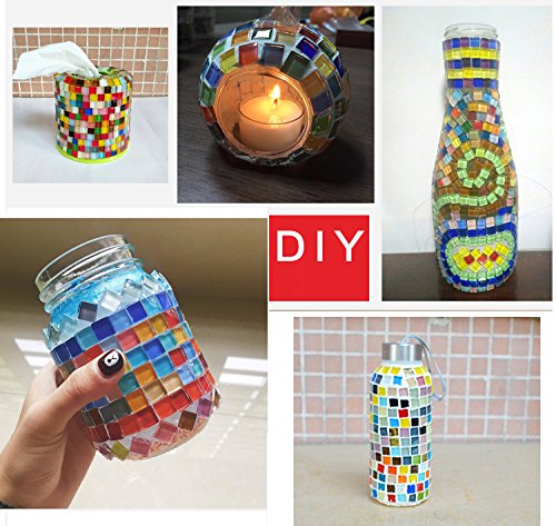 600 Pieces Mixed Color Mosaic Tiles Mosaic Glass Pieces Mosaic Making for Home Decoration or DIY Crafts, Square, 1 by 1 cm, by Leacheery