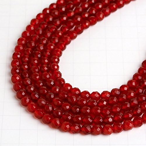 Red Agate Round 64 Face Cut 6mm Beads Strand 1 Strand apprx 15.5" Red Jewerly Making Gemstone