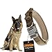 Pettom Tactical Dog Adjustable Collar Military Training Molle Nylon Dog Collar Leash With Handle Steel Buckle 1.5'' (L, Brown)